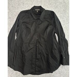 Lane Bryant Button-Down Shirt Size 14 Black Long Sleeve Cotton Blend